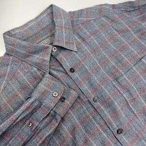 Talbots Men's Gray/Blue/Red Plaid Check Button Up Long Sleeve Shirt Size Large‎